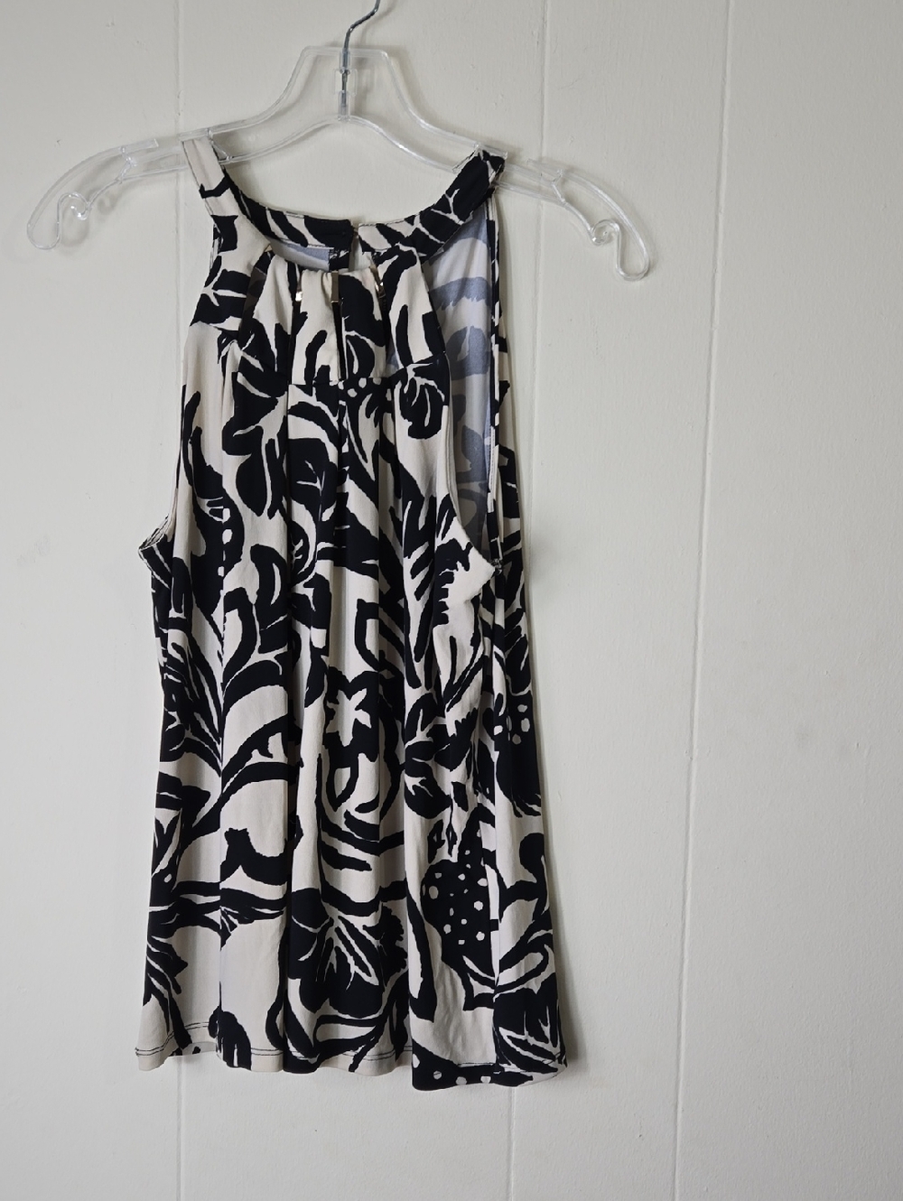 Black & Cream Floral Halter Tank Top